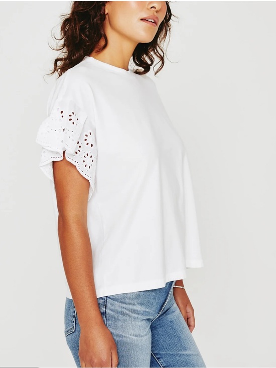 Ag Adriano Goldschmied Tops - AG Adriano Goldschmied‎ Sena Ruffle Eyelet Flutter Tee Cottagecore Top